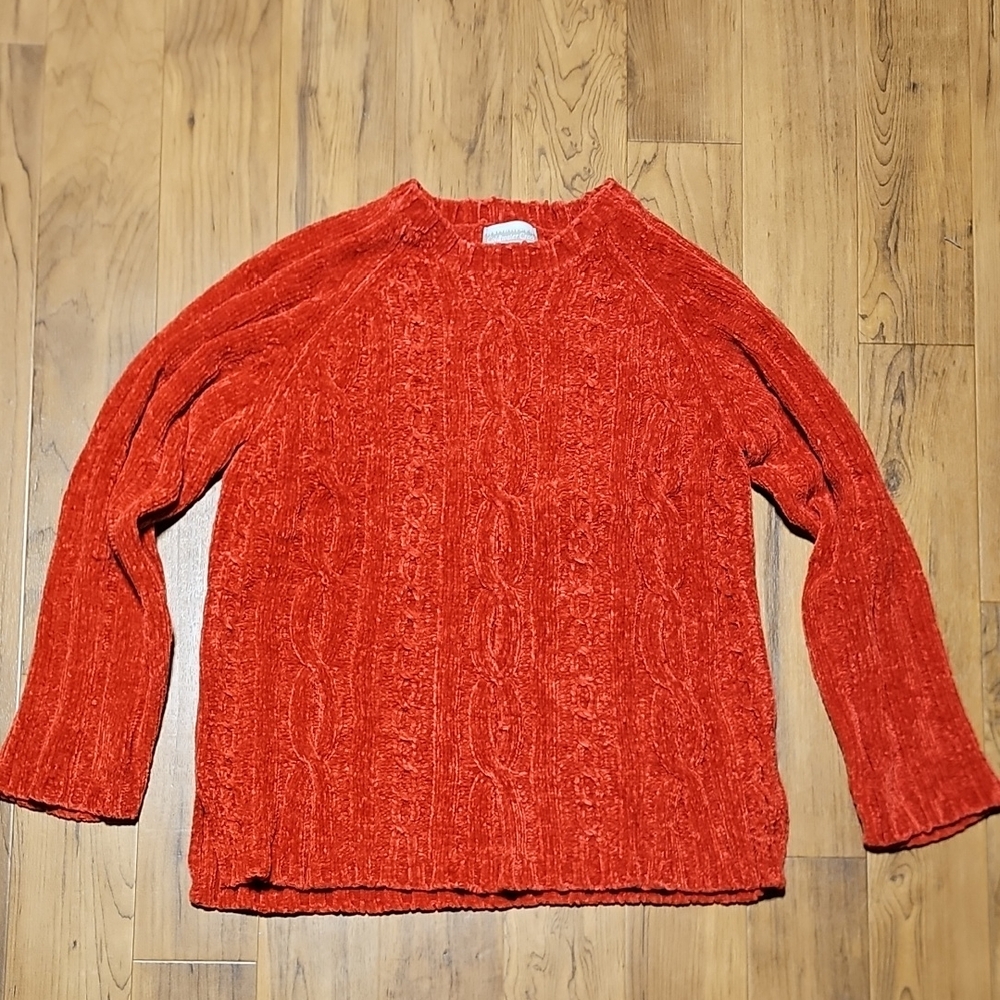 Coldwater Creek Vibrant Red Cable Knit Sweater